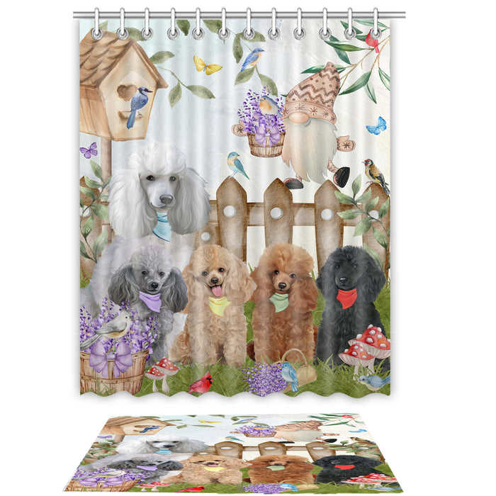 Poodle Shower Curtain & Bath Mat Set: Explore a Variety of Designs, Custom, Personalized, Curtains with hooks and Rug Bathroom Decor, Gift for Dog and Pet Lovers