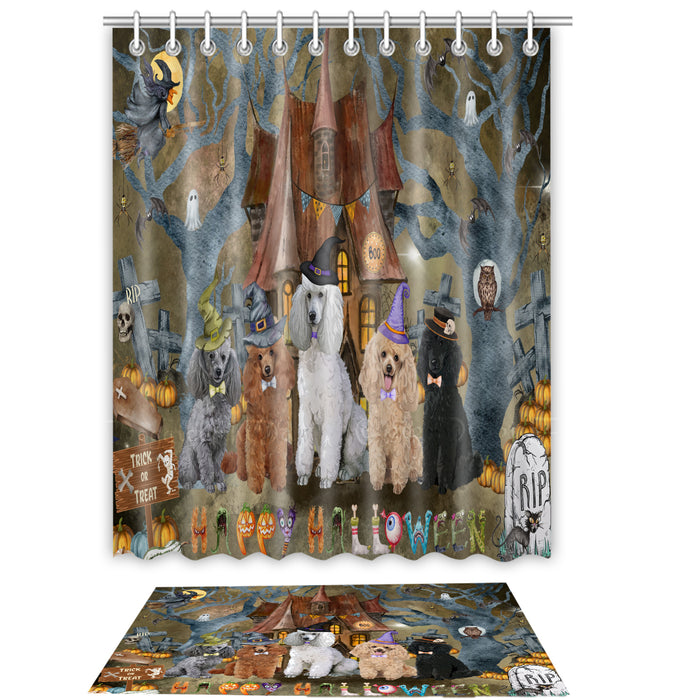 Poodle Shower Curtain & Bath Mat Set: Explore a Variety of Designs, Custom, Personalized, Curtains with hooks and Rug Bathroom Decor, Gift for Dog and Pet Lovers