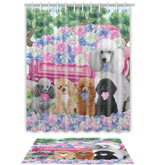 Poodle Shower Curtain & Bath Mat Set - Explore a Variety of Custom Designs - Personalized Curtains with hooks and Rug for Bathroom Decor - Dog Gift for Pet Lovers