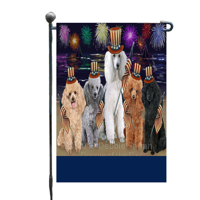 Personalized 4th of July Firework Poodle Dogs Custom Garden Flags GFLG-DOTD-A58023