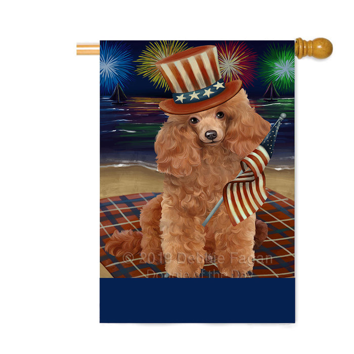 Personalized 4th of July Firework Poodle Dog Custom House Flag FLG-DOTD-A58080