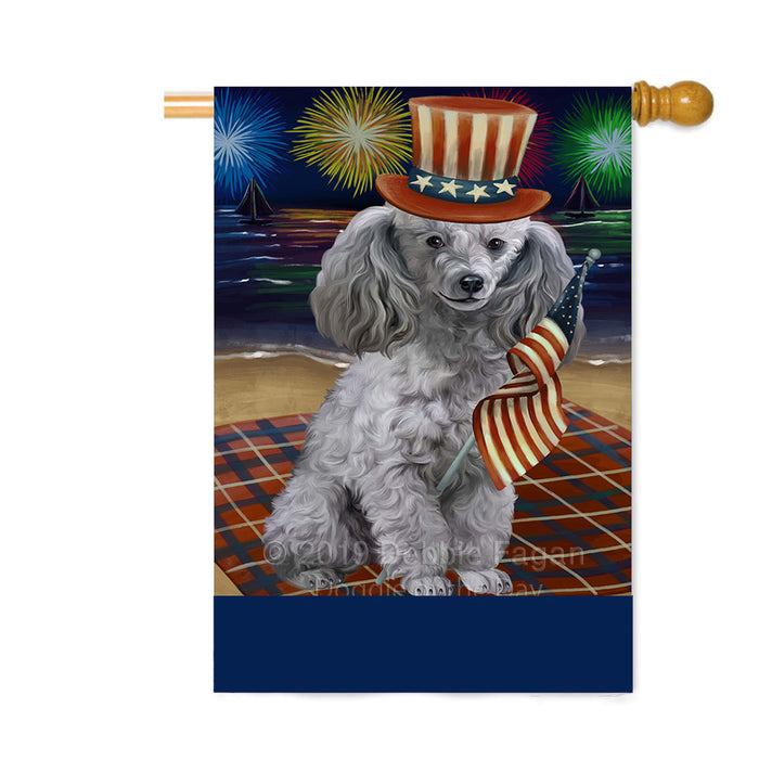 Personalized 4th of July Firework Poodle Dog Custom House Flag FLG-DOTD-A58081
