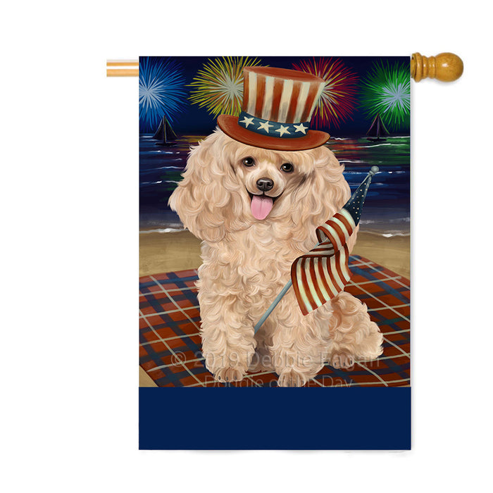 Personalized 4th of July Firework Poodle Dog Custom House Flag FLG-DOTD-A58082