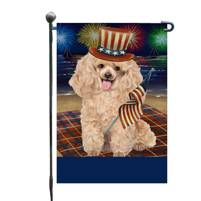 Personalized 4th of July Firework Poodle Dog Custom Garden Flags GFLG-DOTD-A58026