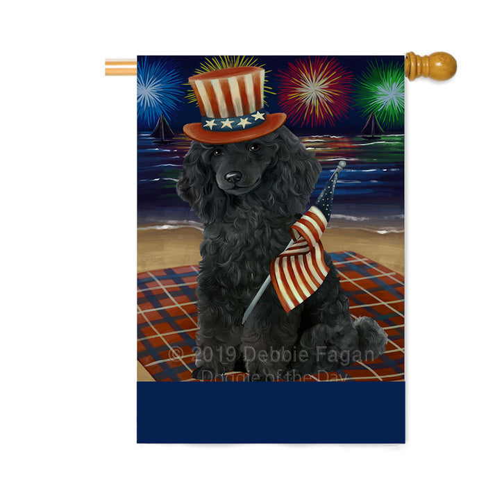 Personalized 4th of July Firework Poodle Dog Custom House Flag FLG-DOTD-A58083