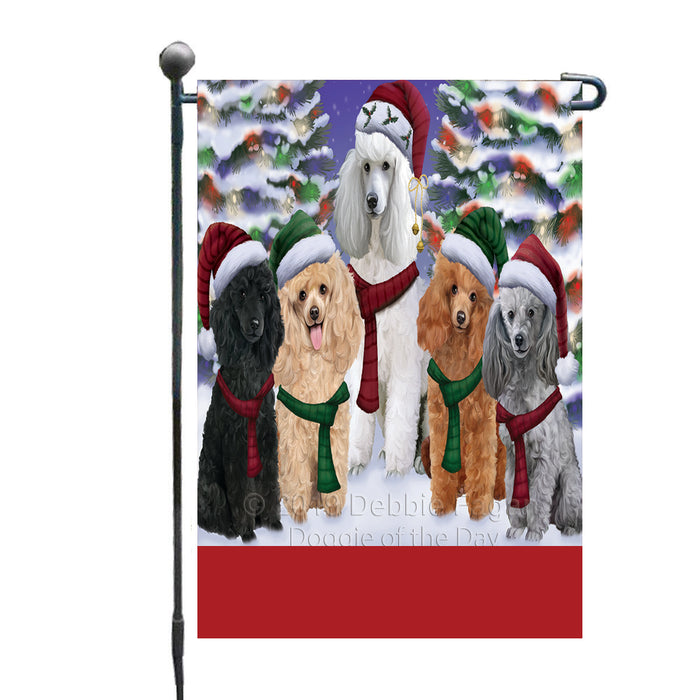 Personalized Christmas Happy Holidays Poodle Dogs Family Portraits Custom Garden Flags GFLG-DOTD-A59137