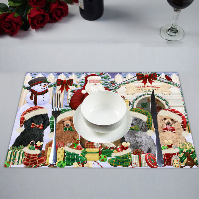 Happy Holidays Christmas Poodle Dogs House Gathering Placemat