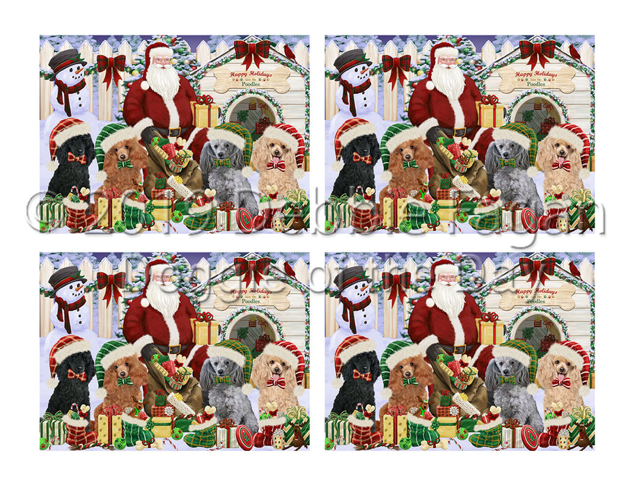 Happy Holidays Christmas Poodle Dogs House Gathering Placemat