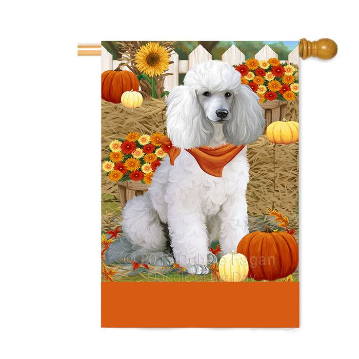 Personalized Fall Autumn Greeting Poodle Dog with Pumpkins Custom House Flag FLG-DOTD-A62061