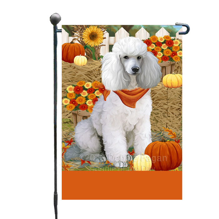 Personalized Fall Autumn Greeting Poodle Dog with Pumpkins Custom Garden Flags GFLG-DOTD-A62005