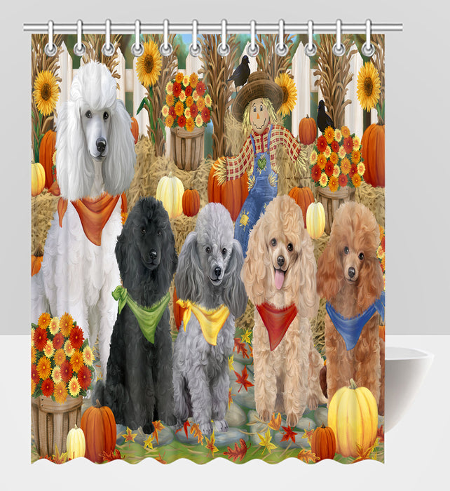 Fall Festive Harvest Time Gathering Poodle Dogs Shower Curtain