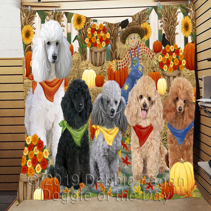 Fall Festive Harvest Time Gathering Poodle Dogs Quilt