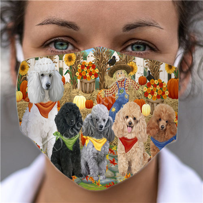 Fall Festive Harvest Time Gathering  Poodle Dogs Face Mask FM48559