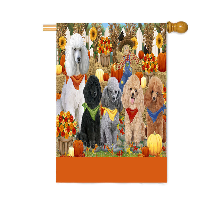 Personalized Fall Festive Gathering Poodle Dogs with Pumpkins Custom House Flag FLG-DOTD-A62062