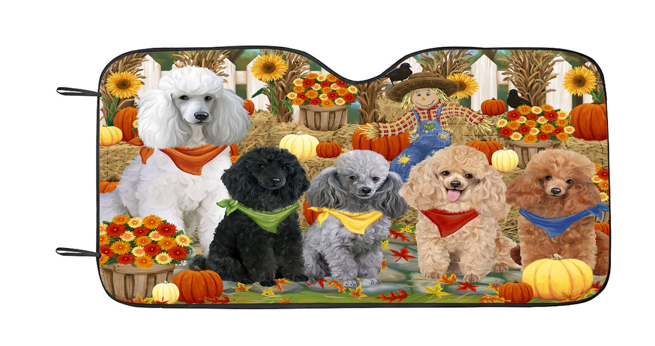 Fall Festive Harvest Time Gathering Poodle Dogs Car Sun Shade
