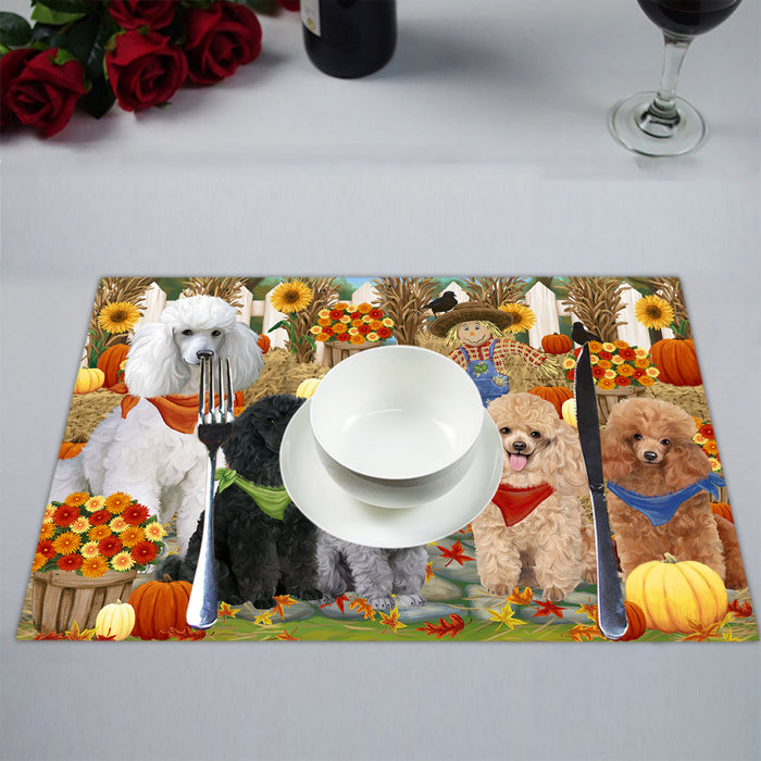 Fall Festive Harvest Time Gathering Poodle Dogs Placemat