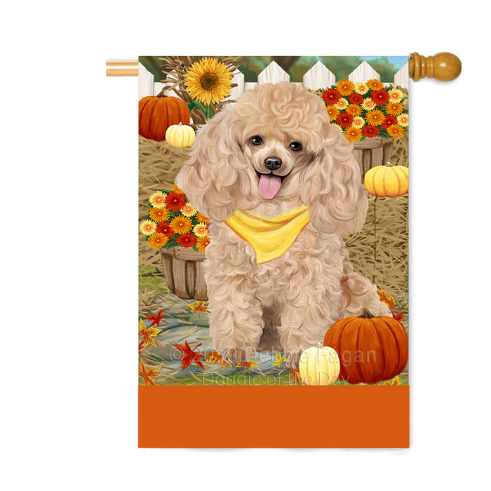 Personalized Fall Autumn Greeting Poodle Dog with Pumpkins Custom House Flag FLG-DOTD-A62063