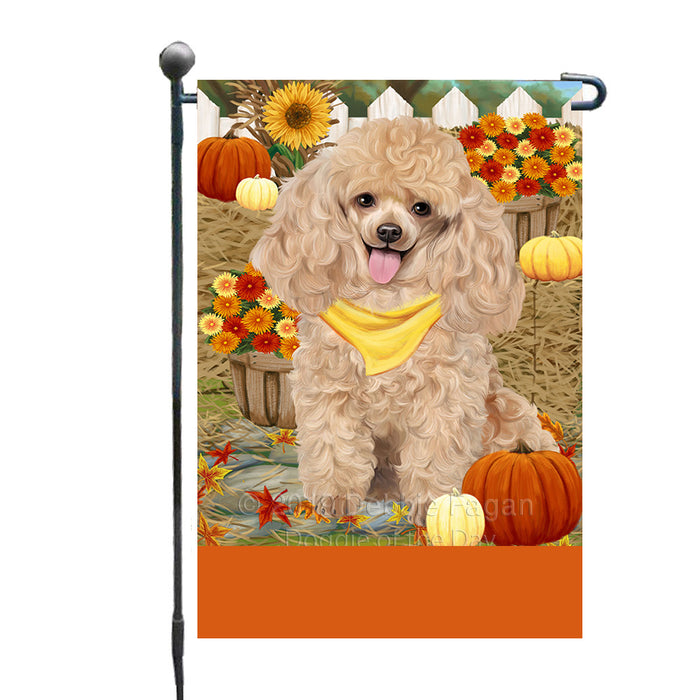 Personalized Fall Autumn Greeting Poodle Dog with Pumpkins Custom Garden Flags GFLG-DOTD-A62007