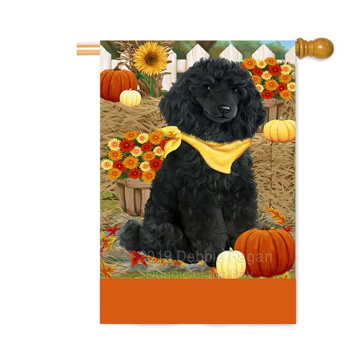 Personalized Fall Autumn Greeting Poodle Dog with Pumpkins Custom House Flag FLG-DOTD-A62064