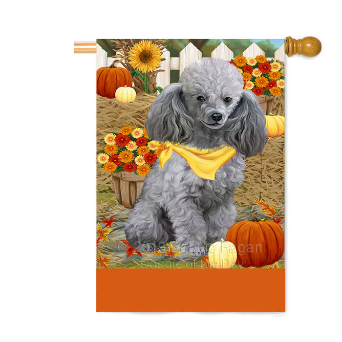 Personalized Fall Autumn Greeting Poodle Dog with Pumpkins Custom House Flag FLG-DOTD-A62065