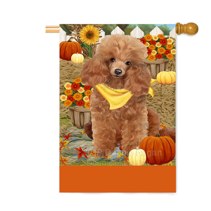 Personalized Fall Autumn Greeting Poodle Dog with Pumpkins Custom House Flag FLG-DOTD-A62066