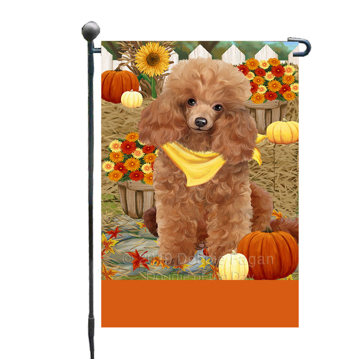 Personalized Fall Autumn Greeting Poodle Dog with Pumpkins Custom Garden Flags GFLG-DOTD-A62010