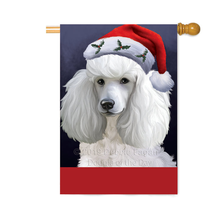 Personalized Christmas Holidays Poodle Dog Wearing Santa Hat Portrait Head Custom House Flag FLG-DOTD-A59903