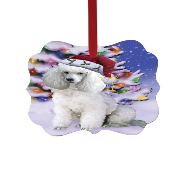 Winterland Wonderland Poodle Dog In Christmas Holiday Scenic Background Double-Sided Photo Benelux Christmas Ornament LOR49617