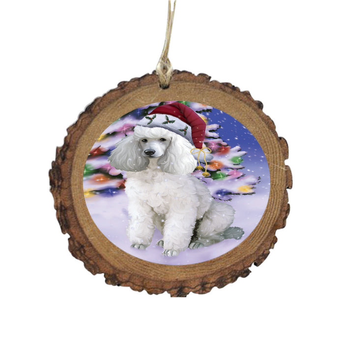 Winterland Wonderland Poodle Dog In Christmas Holiday Scenic Background Wooden Christmas Ornament WOR49617