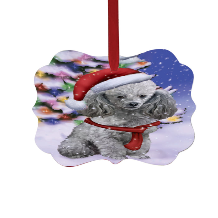 Winterland Wonderland Poodle Dog In Christmas Holiday Scenic Background Double-Sided Photo Benelux Christmas Ornament LOR49618