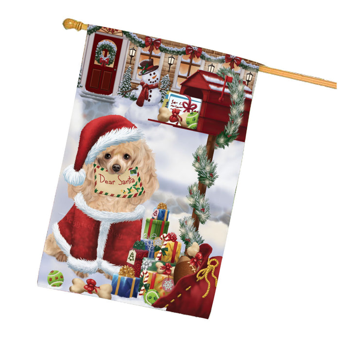 Dear Santa Mailbox Christmas Poodle Dog House Flag Outdoor Decorative Double Sided Pet Portrait Weather Resistant Premium Quality Animal Printed Home Decorative Flags 100% Polyester FLG67946