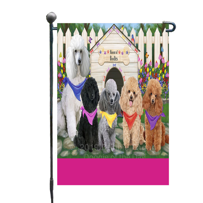 Personalized Spring Dog House Poodle Dogs Custom Garden Flags GFLG-DOTD-A62949