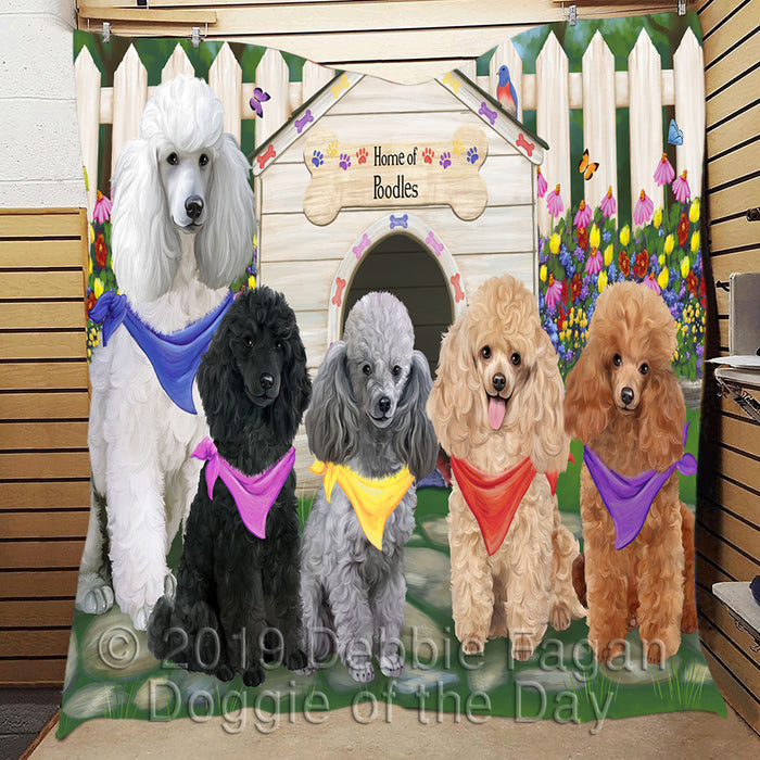 Spring Dog House Poodle Dogs Quilt