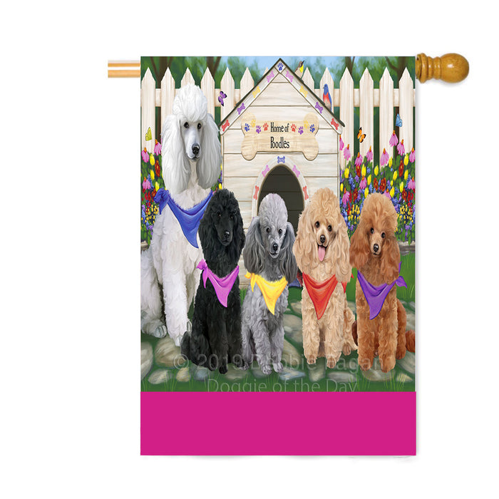 Personalized Spring Dog House Poodle Dogs Custom House Flag FLG-DOTD-A63005