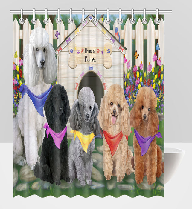 Spring Dog House Poodle Dogs Shower Curtain