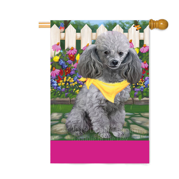 Personalized Spring Floral Poodle Dog Custom House Flag FLG-DOTD-A63006