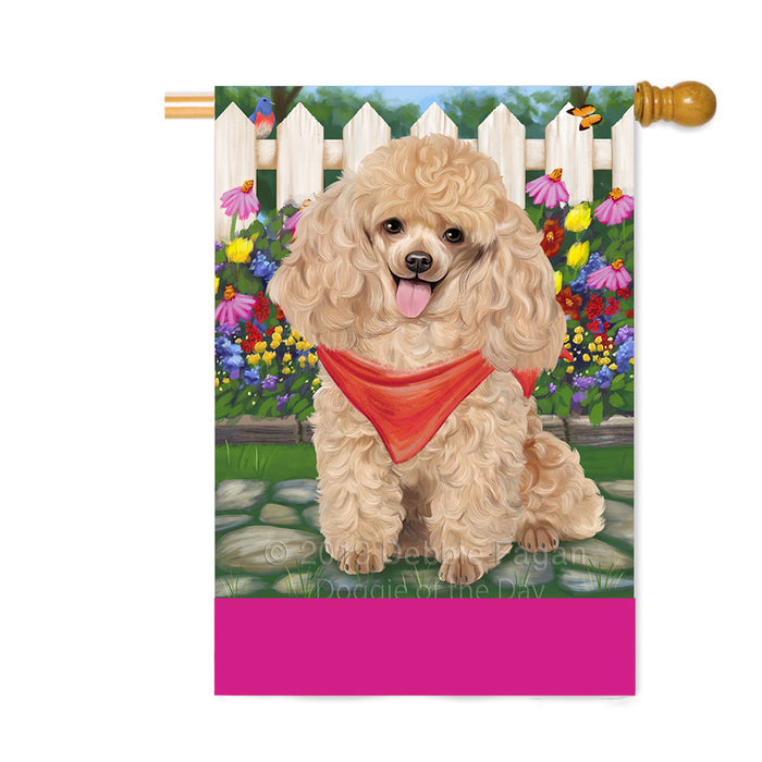 Personalized Spring Floral Poodle Dog Custom House Flag FLG-DOTD-A63007