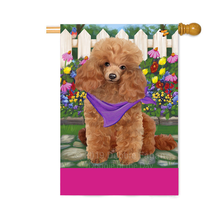 Personalized Spring Floral Poodle Dog Custom House Flag FLG-DOTD-A63008