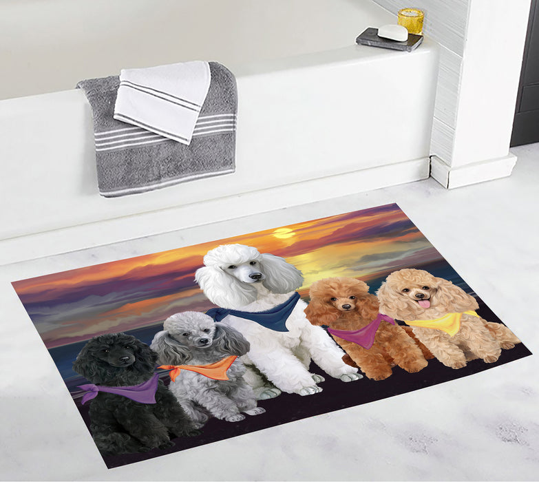 Family Sunset Portrait Poodle Dogs Bath Mat