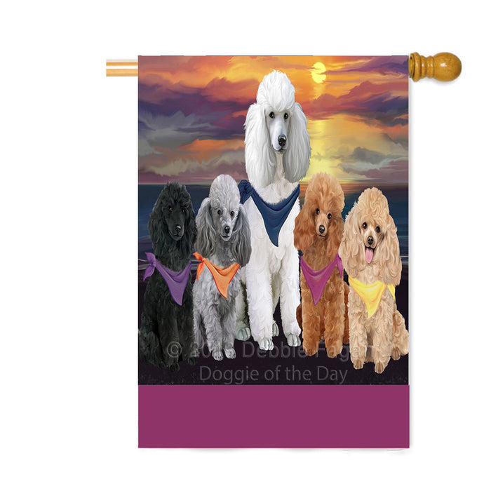 Personalized Family Sunset Portrait Poodle Dogs Custom House Flag FLG-DOTD-A60676