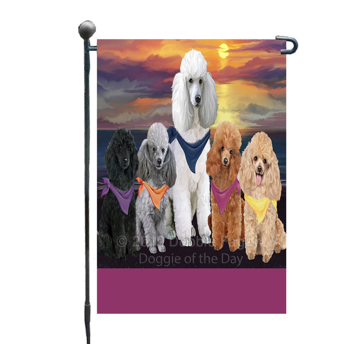 Personalized Family Sunset Portrait Poodle Dogs Custom Garden Flags GFLG-DOTD-A60620