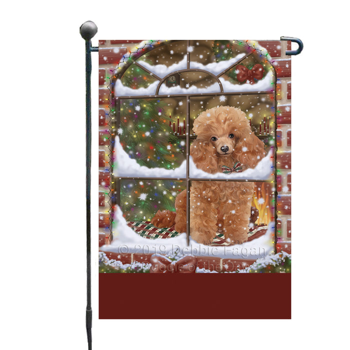 Personalized Please Come Home For Christmas Poodle Dog Sitting In Window Custom Garden Flags GFLG-DOTD-A60191