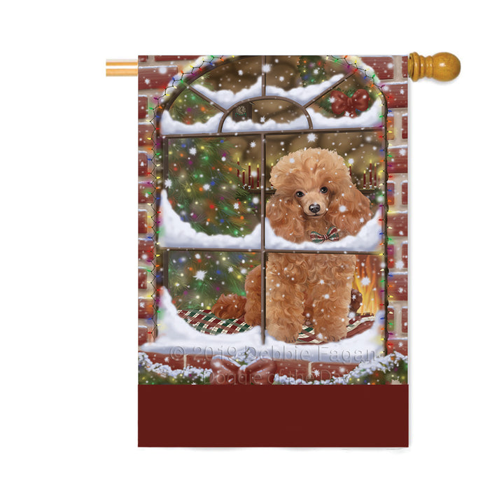 Personalized Please Come Home For Christmas Poodle Dog Sitting In Window Custom House Flag FLG-DOTD-A60247