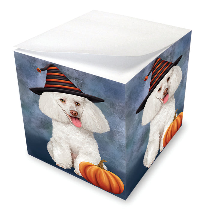 Happy Halloween Poodle Dog Wearing Witch Hat with Pumpkin Note Cube NOC56437