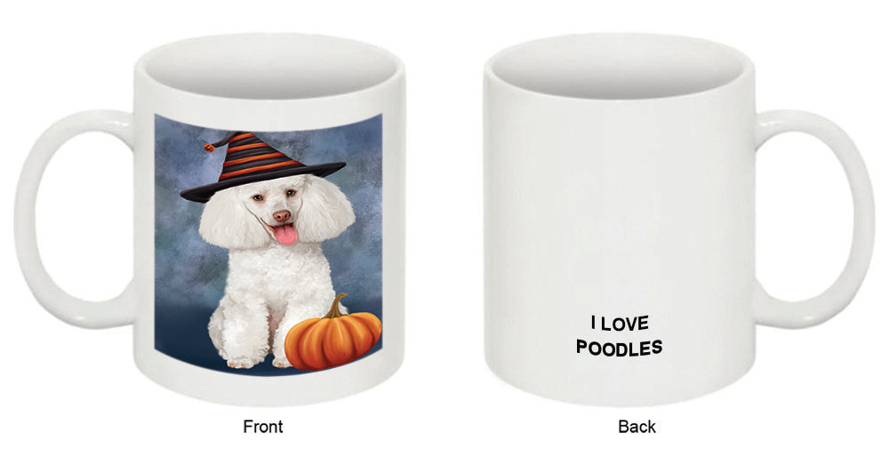 Happy Halloween Poodle Dog Wearing Witch Hat with Pumpkin Coffee Mug MUG50189