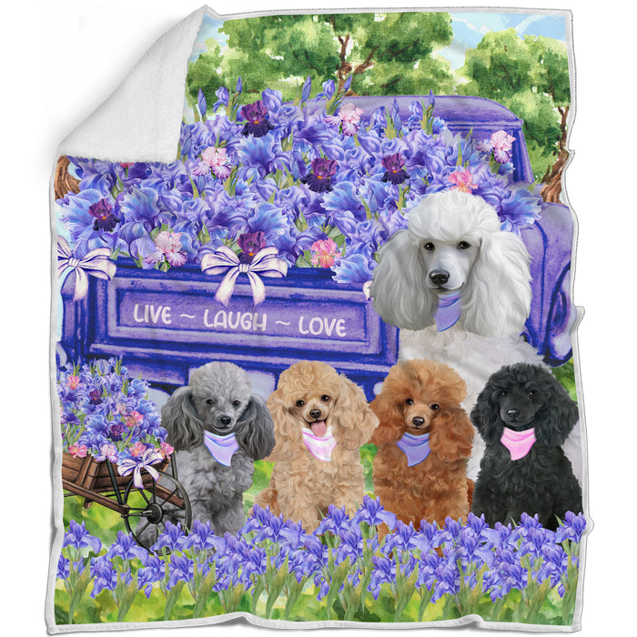 Poodle Blanket: Explore a Variety of Personalized Designs, Bed Cozy Sherpa, Fleece and Woven, Custom Dog Gift for Pet Lovers