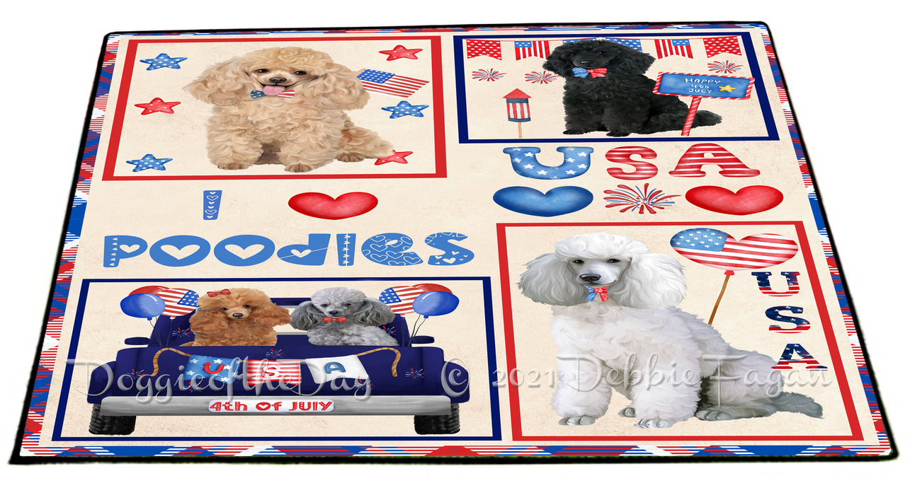 4th of July Independence Day I Love USA Poodle Dogs Floormat FLMS56284 Floormat FLMS56284