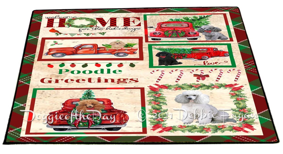 Welcome Home for Christmas Holidays Poodle Dogs Indoor/Outdoor Welcome Floormat - Premium Quality Washable Anti-Slip Doormat Rug FLMS57847