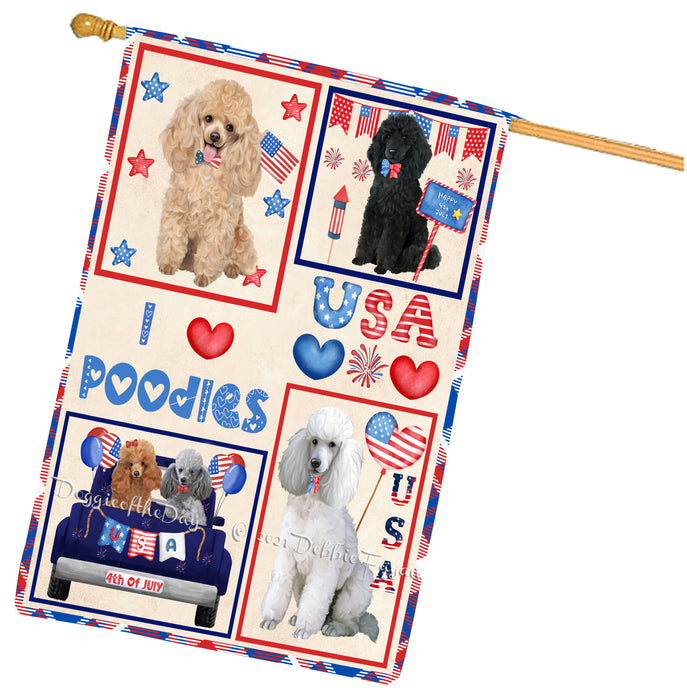 4th of July Independence Day I Love USA Poodle Dogs House flag FLG66982