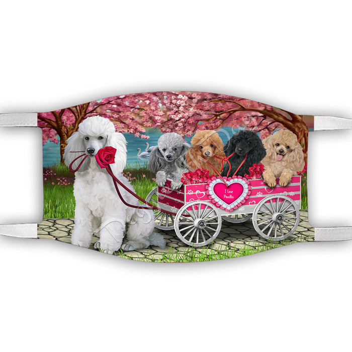 I Love Poodle Dogs in a Cart Face Mask FM48169